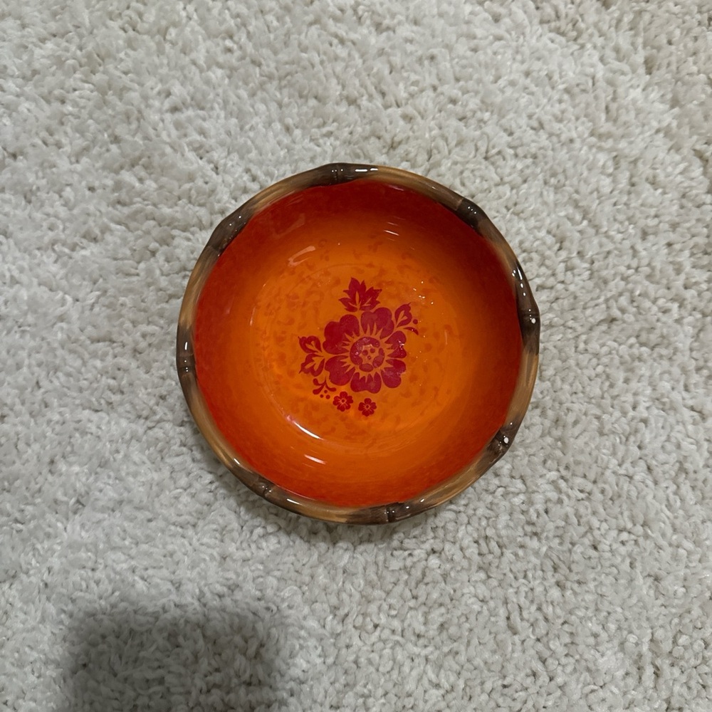 Orange Floral Decorative Bowl